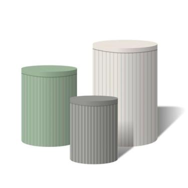Imagem de Trio Capas Para Cilindro Versátil Ripados Branco Cinza Verde Menta  C/