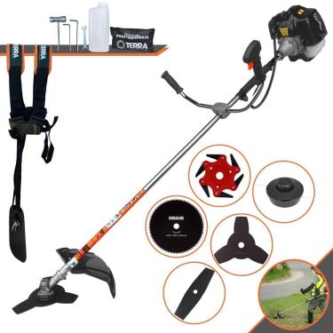 Imagem de Roçadeira Aparador de Grama Terra GRH-430 À Gasolina Motor 2T 43cc 1,7HP Completa 5 Opções de Corte Com Facas 2 Pontas, 3 Pontas, 6 Pontas, 80 Dentes