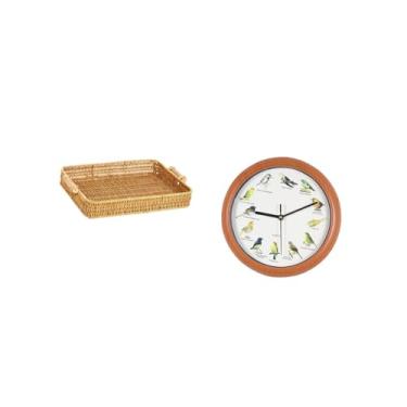 Imagem de Bothyi Relógio de Parede com Pássaros Cantores, Relógios de Parede Decorativos para Paredes, Cozinha, Decoração para Casa, Cestas de Frutas Trançadas, Tigela