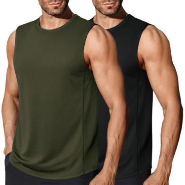 Imagem de Camiseta regata masculina COOFANDY sem mangas, Dry Fit, pacote com 2 u
