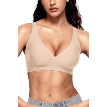 Imagem de Barra Vertvie Wireless Seamless Deep V Push Up Sand Tamanho S