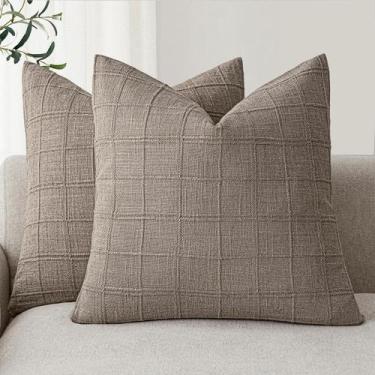 Imagem de Capas de almofada Findtower Linen Check 60x60cm, conjunto de 2 - Foind