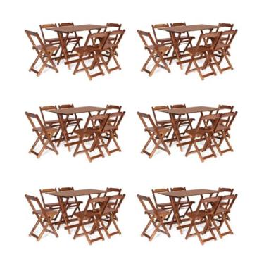 Imagem de Kit 6 Conjuntos Dobráveis 120x70 com 6 Cadeiras Imbuia - Móveis Britz