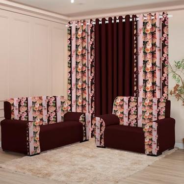 Imagem de Kit Sala com Cortina + Capas de Sofá 2 e 3 Lugares Coladinha Mista (VERSALHES VINHO)