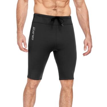 Imagem de GoldFin Short masculino de neoprene, 2 mm, ajustável, cordão, curto, água fria, flutuabilidade, natação, surf, snorkeling, caiaque, mergulho, preto, grande