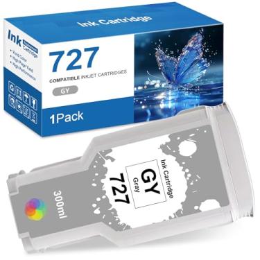 Imagem de Yongairuink Cartucho de tinta cinza compatível 727XL para 727 cartucho de tinta 300 ml, funciona para impressoras DesignJet T930 T2530 T1530 T2500 T920 T1500 (pacote com 1, F9J80A)