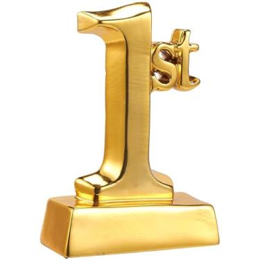 Imagem de Juvale Troféu de 1º lugar - Troféu de prêmio de ouro para torneios esportivos, competições, festas, 14 x 9 x 4 cm