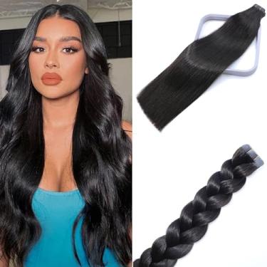 Imagem de WindTouch Extensões de cabelo com fita adesiva para mulheres negras extensões de cabelo humano Remy cabeça inteira seda dupla face fita (45,7 cm 50 g 20 peças) sem emaranhamento sem queda