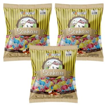 Imagem de Kit 3 Pacotes Bala de Caramelo Recheada Sortida 500g Sonhare Florestal