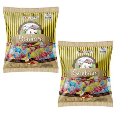 Imagem de Kit 2 Pacotes Bala de Caramelo Recheada Sortida 500g Sonhare Florestal