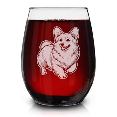 Imagem de Taça de vinho Corgi Dog vintage gravada sem haste - presente de proprietário para amantes de animais de estimação - presentes de aniversário exclusivos para amigos e familiares - presente para amantes