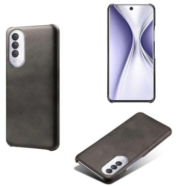 Imagem de Capa para Honor X20 SE 5G,Proteção contra quedas,Casca de volta de cor sólida simples,Design de couro de imitação de plástico-Black