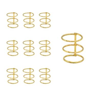Imagem de WEAXIO 10 peças de fichário de folhas soltas de metal com 3 anéis - Anéis de livro articulados divididos com fecho de pressão de 30 mm para álbuns de fotos DIY, cadernos recarregáveis, capas de