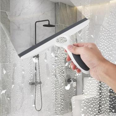 Imagem de Rodo de chuveiro para porta de chuveiro, janela de banheiro, vidro de carro, rodo de vidro leve para chuveiro, fácil de limpar, rodo de janela de banheiro, com alça, tamanho de 25 cm (cinza)