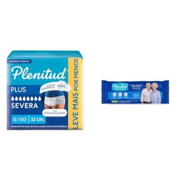 Imagem de Kit Plenitud Protect Plus G/Xg - 32 Un + Toalha Umedecida, 42 toalhas, azul