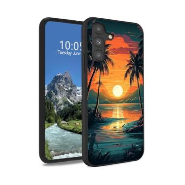 Imagem de DIGTIALL Capa de TPU para Samsung Galaxy A25 5G 16.3 cm Slim Black Soft TPU Silicone à prova de choque antiderrapante Capa protetora adequada para mulheres e homens para Samsung A25 5G, palmeira