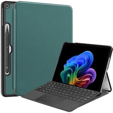 Imagem de Capa inteligente para Microsoft Surface Pro 1ª edição 30.5 cm 2025, capa rígida de visualização de vários ângulos Ratesell compatível com teclado e suporte de caneta, verde escuro
