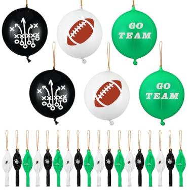 Imagem de Hollowfly 24 Pcs Football Punch Balloons Bulk for Party Game Favors 18 Inch Punching with Rubber Band Heavy Duty Latex Round Bouncy Fun Balloons for Sport Theme Birthday Party Supplies (Football)