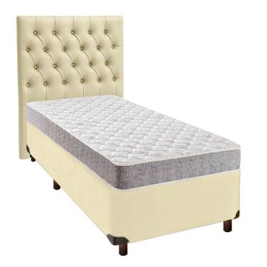 Imagem de Cama + Box Bege e Colchão D23 Solteiro - D23 Inducol + Cabeceira