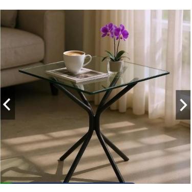 Imagem de Base Pé De Mesa Paris Quadrada Redonda Vidro Madeira Granito Preto - C