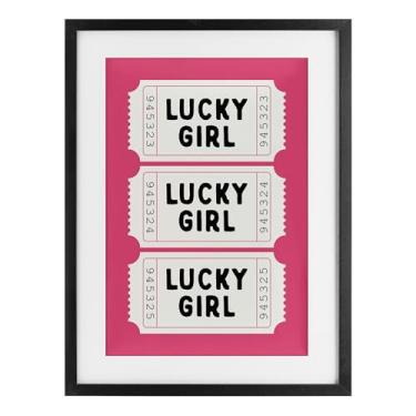 Imagem de Stupell Industries Lucky Girl Ticket Stubs Impressão emoldurada preta sob vidro, design por Lettered and Lined, 20 x 14