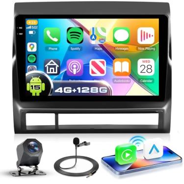 Imagem de Estéreo automotivo 4G + 128G Android 15 para Toyota Tacoma 2005-2013, sem fio CarPlay Android Auto, tela de toque HD de 22 cm, estéreo automotivo com GPS, WiFi, Bluetooth 5.0, FM, 32 EQ, SWC, câmera