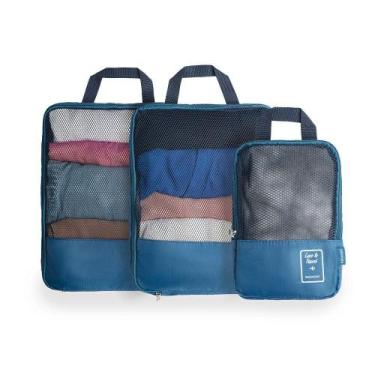 Imagem de Kit Organizador de Mala 3 Peças Azul - Bagaggio, U
