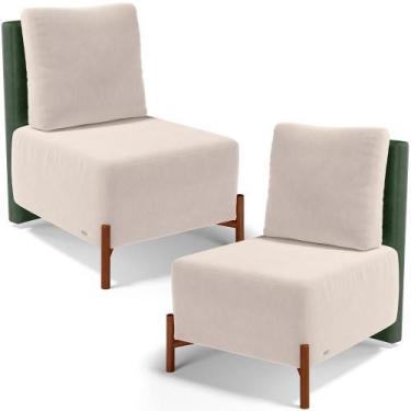 Imagem de Kit 02 Poltronas Decorativas Sala De Estar Living Pés Madeira Hungria 