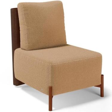 Imagem de Poltrona Decorativa Living Hungria L02 material sintético Marrom Boucl