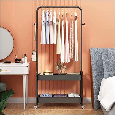 Imagem de Cabide para roupa, cabide com rodas, cabide de metal resistente independente, fácil de montar para armazenamento de roupas, suporte de exibição, barra de roupa para decoração de quarto, ne