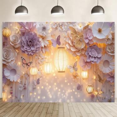 Imagem de Faixa de borboleta roxa com fundo de borboleta beijos e desejos de aniversário, faixa de sessão de fotos para meninas, festa de aniversário, fundo de borboleta, faixa de festa de chá de panela para