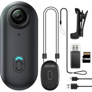 Imagem de Meoilkolnm Mini câmera corporal 4K de 128 GB, câmera corporal de ação vestível, tamanho do polegar, gravação mãos livres, câmera de vídeo portátil premium, suporte em qualquer lugar para passear com
