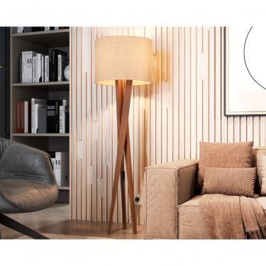 Imagem de Luminária Abajur Tripé De Chão Paris Retrô Moderna Bivolt - Palha