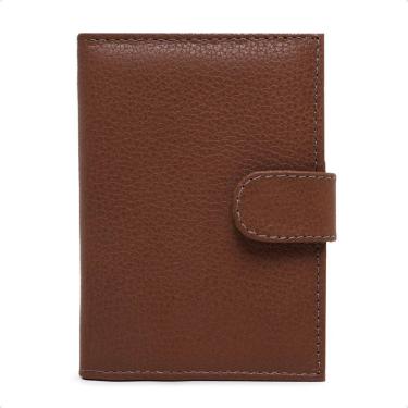 Imagem de Carteira Feminina Em Couro Fechamento Botão de Pressão Porta Cartão Cédulas Cabe CNH RG Clássica