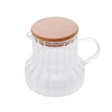 Imagem de Jarra de Vidro Canelado C/Tampa Hermética de Bambu Classic 620ml Lyor