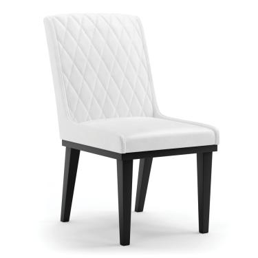 Imagem de Cadeira Sala de Jantar Base Madeira Preto Sofia Sintético PU Branco D03 - D'Rossi