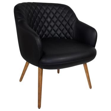 Imagem de Poltrona Decorativa Kitana Pés Palito Couro Preto - Gran Belo