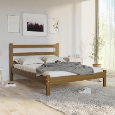 Imagem de Cama Casal Luiza Rústica 100% Madeira Maciça - Móveis Meneghetti