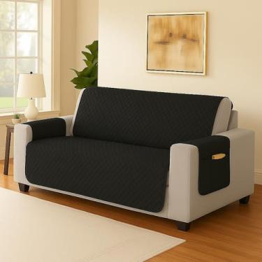 Imagem de Protetor de Sofá 2 Lugares Pequeno com Bolso Porta Objetos  Microfibra