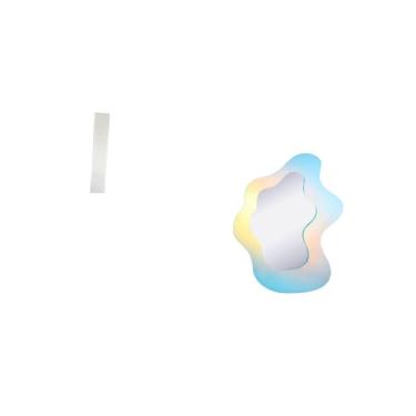 Imagem de Fenteer Abajur de Papel para Sala de Estar com Espelho Acrílico Ondulado, Espelho de Maquiagem Decorativo Moderno para Decoração de Parede de Banheiro, Abajur