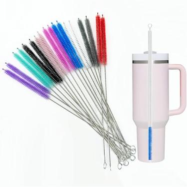 Imagem de Escova de mangueira de espuma de leite, escovas de limpeza de tubo de nylon longas e finas ideais para acessórios de máquina de café expresso e café, escovas de limpeza de palha de aço inoxidável