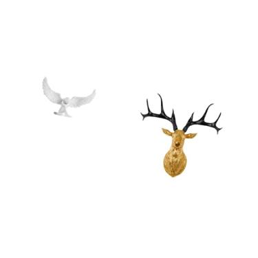 Imagem de Fenteer Estátua de Anjo, Asa, Estatueta de Resina, Artesanato, Decoração, Ornamento, Escultura de Anjo com Cabeça de Veado, Escultura de Parede, Resina, Colec