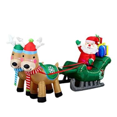 Imagem de Baoblaze Trenó inflável de Natal com Papai Noel e renas à prova d'água de 2,4 m para decoração externa para festa, jardim, quintal e praça