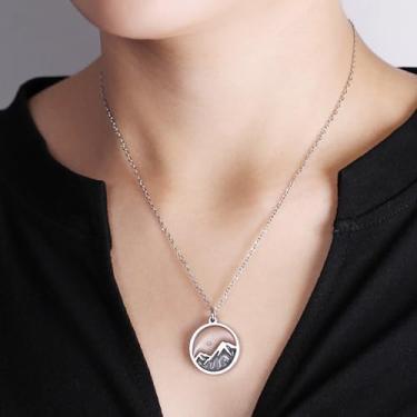 Imagem de Colar com pingente de semente de mostarda para homens e mulheres - Colar de fé religiosa de pedra natural banhado a platina design de montanha redonda para BFF Joias religiosas YA5071, adjustable, Aço