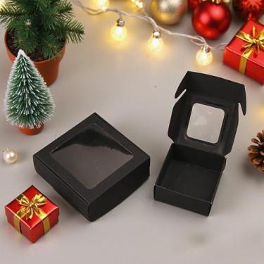 Imagem de 10 caixas brancas de biscoito de 5 x 5 x 2,5 cm, caixas de padaria com janela, mini caixas de bolo, recipientes de alimentos para biscoitos, pastelaria, torta, morangos, donuts, doces, sobremesas