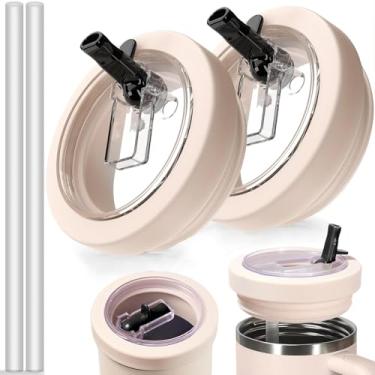 Imagem de Tampa de copo à prova de vazamento para Stanley Quencher 1,134 g, pacote com 2 capas de canudo flip para acessórios Stanley Cup, tampa de copo de 1,134 g e conjunto de canudo 100% à prova de