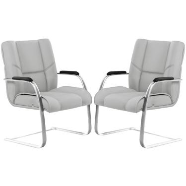 Imagem de Kit 02 Cadeiras De Escritório Tecido Sintético Cinza