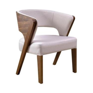 Imagem de Poltrona Madeira Maciça Estofada Multimóveis Cr7008 Off White Off Whit