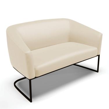 Imagem de Sofá Namoradeira 2 Lugares Base Industrial Preto Stella Corino D03 - D'rossi Cor Bege