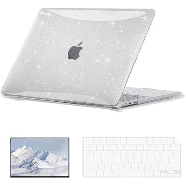 Imagem de Capa acrilico brilhante MacBook Air de 13,6 polegadas versão 2022 A2681 com chip M2 e Touch ID, capa rígida de plástico brilhante com glitter brilhante, capa de teclado e protetor